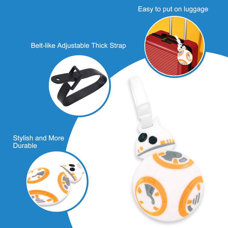 Finex 4 Pcs Set Star Wars Kylo Ren BB8 Stormtrooper R2D2 Silicone Travel Luggage Baggage Identification Labels ID Tag for Bag Suitcase Plane Cruise Ships with Belt Strap - Image 3